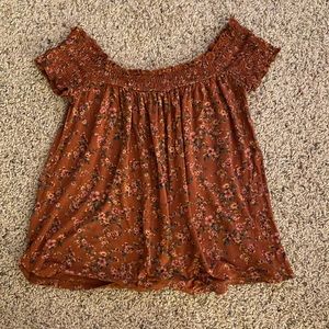 American Eagle Floral Print Off the Shoulder Blouse